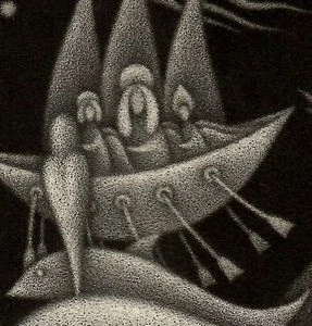 Jan Hísek – Noční loď | originální grafika, mezzotinta, číslovaný tisk